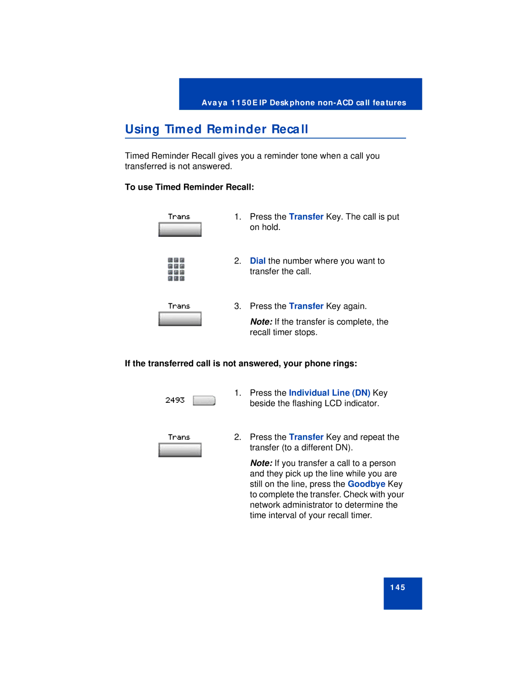 Avaya 1150E manual Using Timed Reminder Recall, To use Timed Reminder Recall 