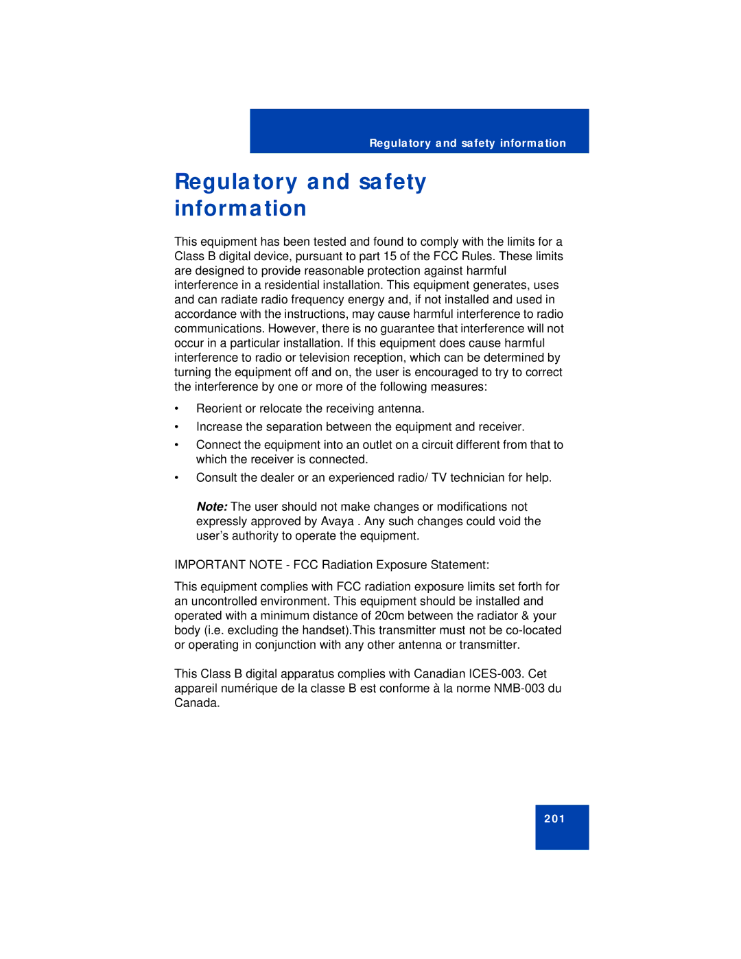 Avaya 1150E manual Regulatory and safety information 