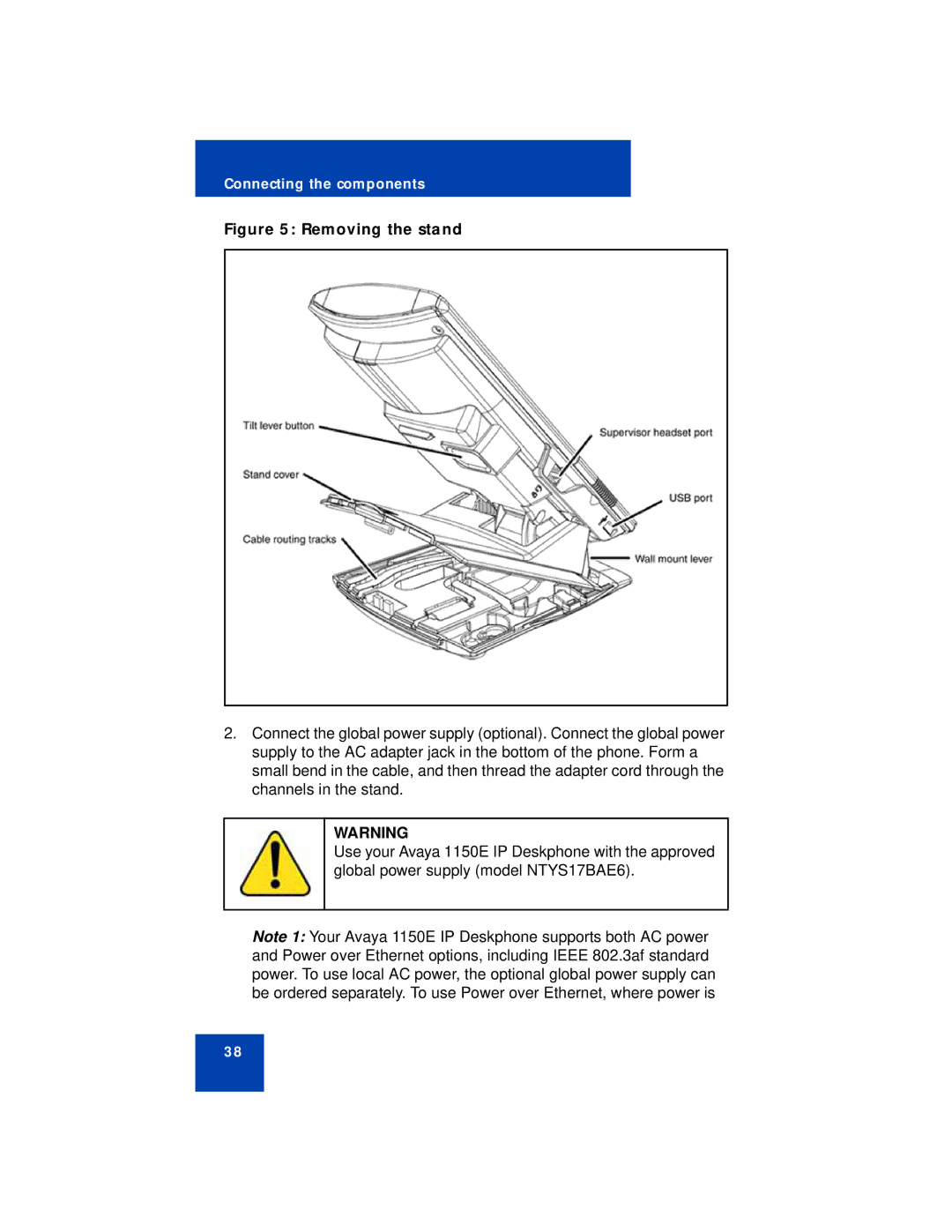 Avaya 1150E manual Removing the stand 