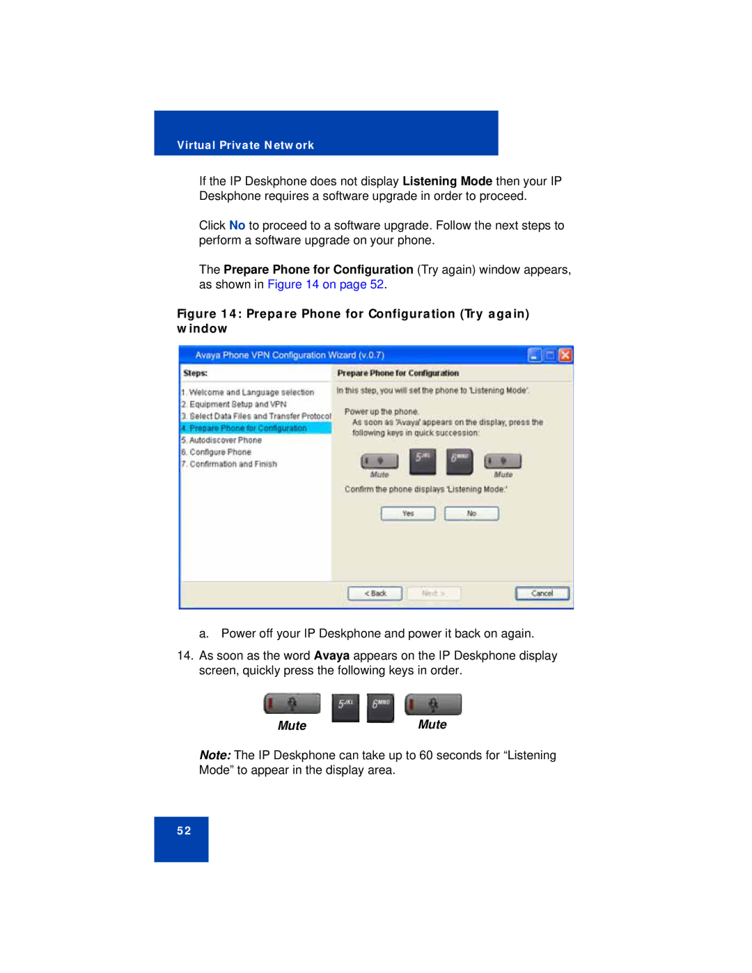 Avaya 1150E manual Prepare Phone for Configuration Try again window 