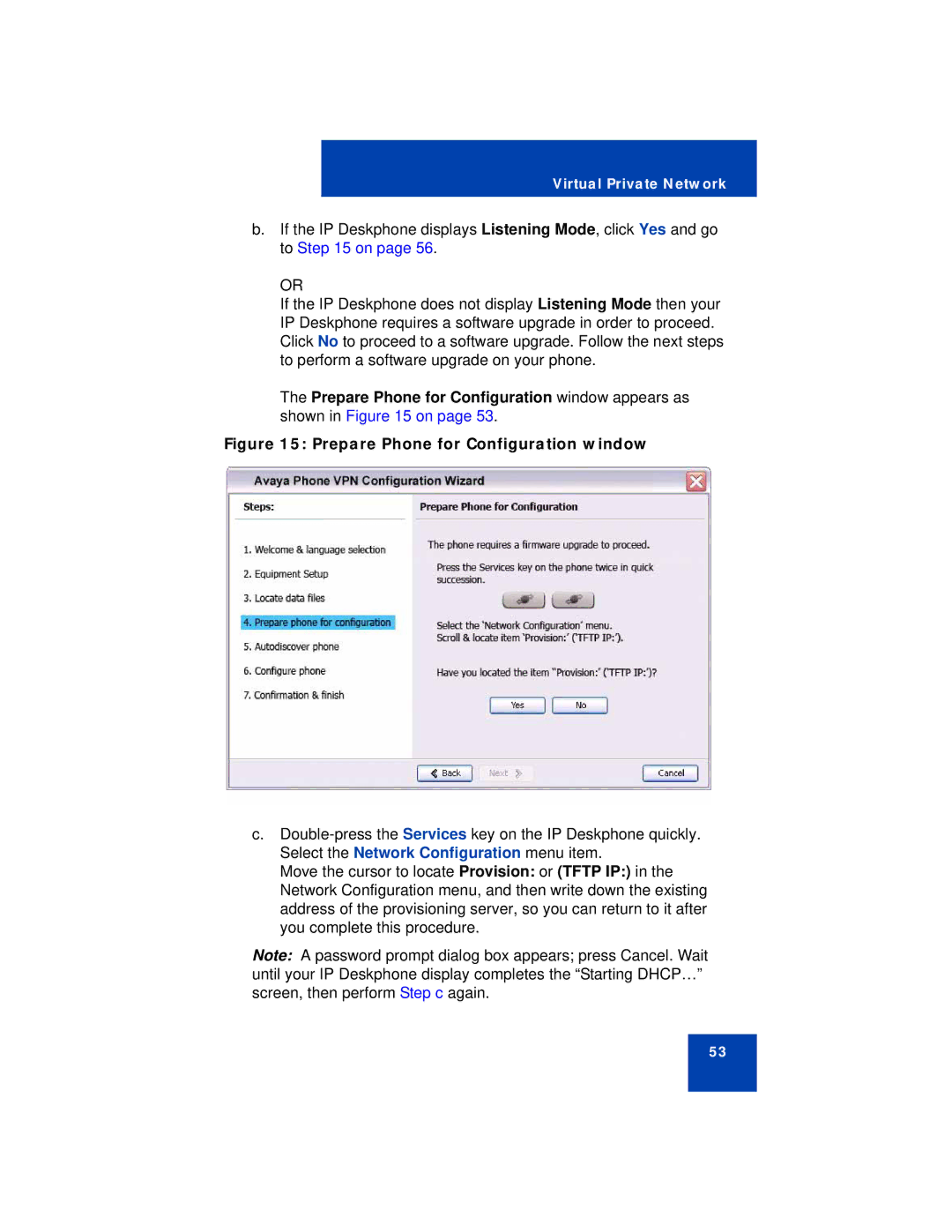 Avaya 1150E manual Prepare Phone for Configuration window 