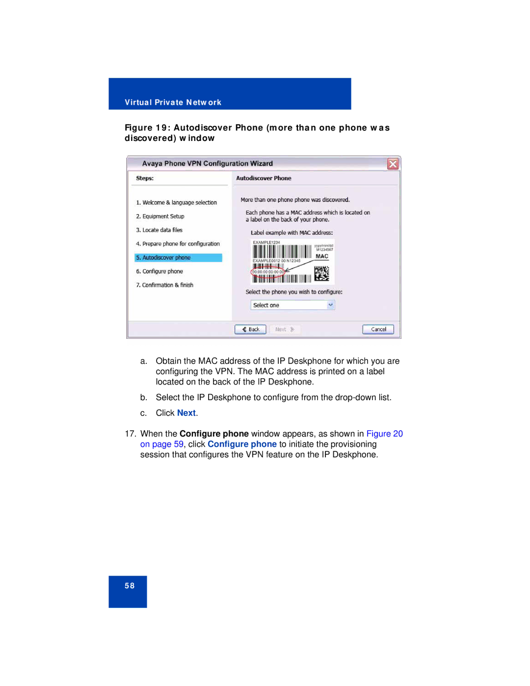 Avaya 1150E manual Autodiscover Phone more than one phone was discovered window 