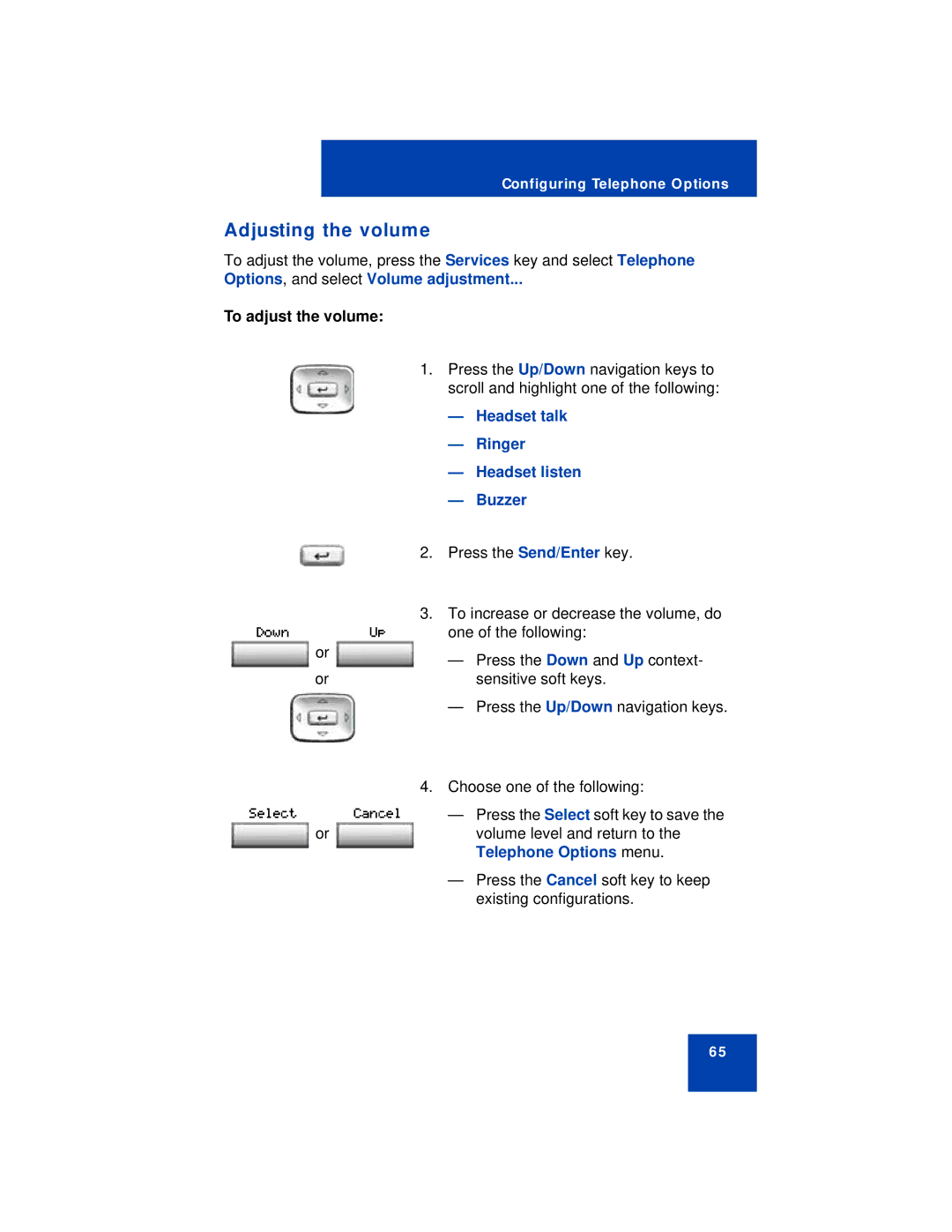 Avaya 1150E manual Adjusting the volume 