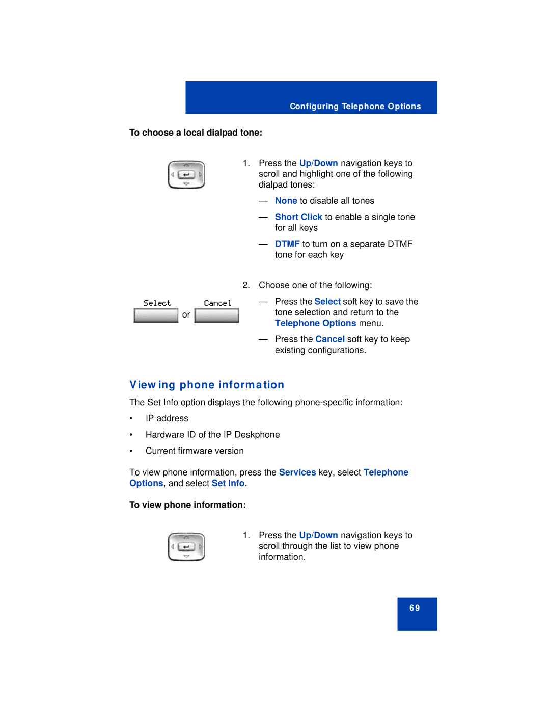 Avaya 1150E manual Viewing phone information, To choose a local dialpad tone, To view phone information 