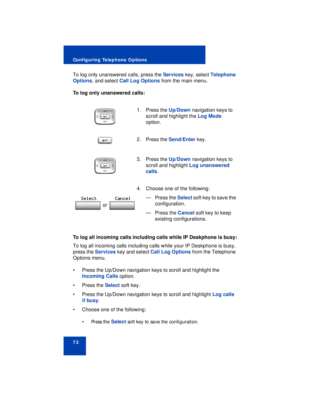 Avaya 1150E manual To log only unanswered calls 