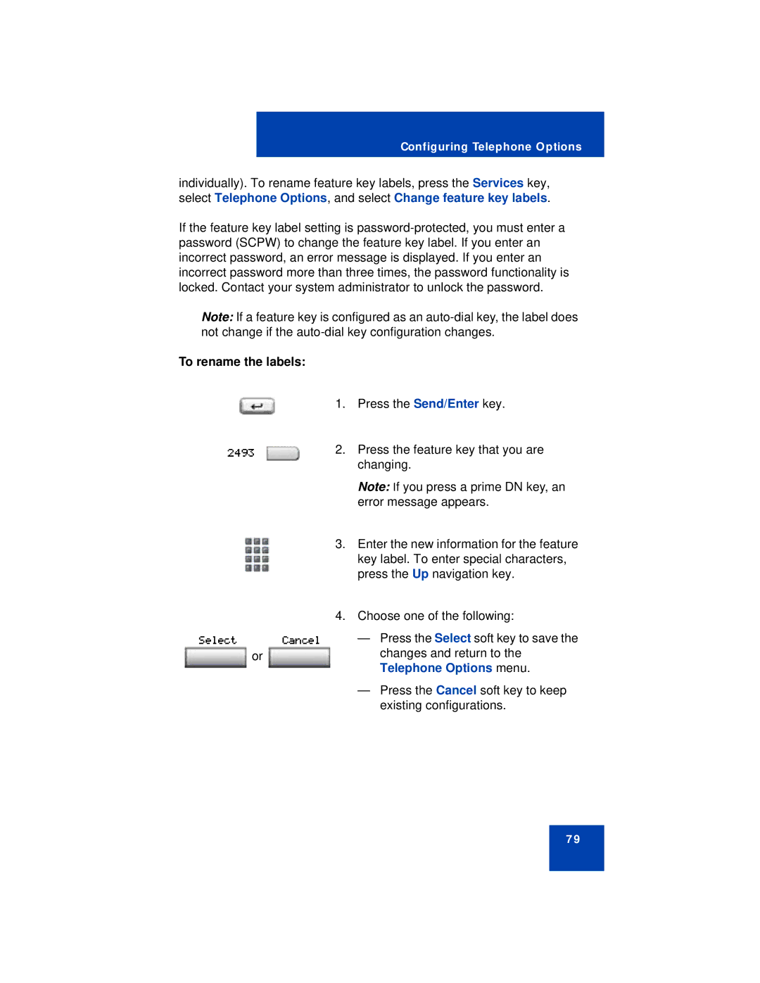 Avaya 1150E manual To rename the labels 