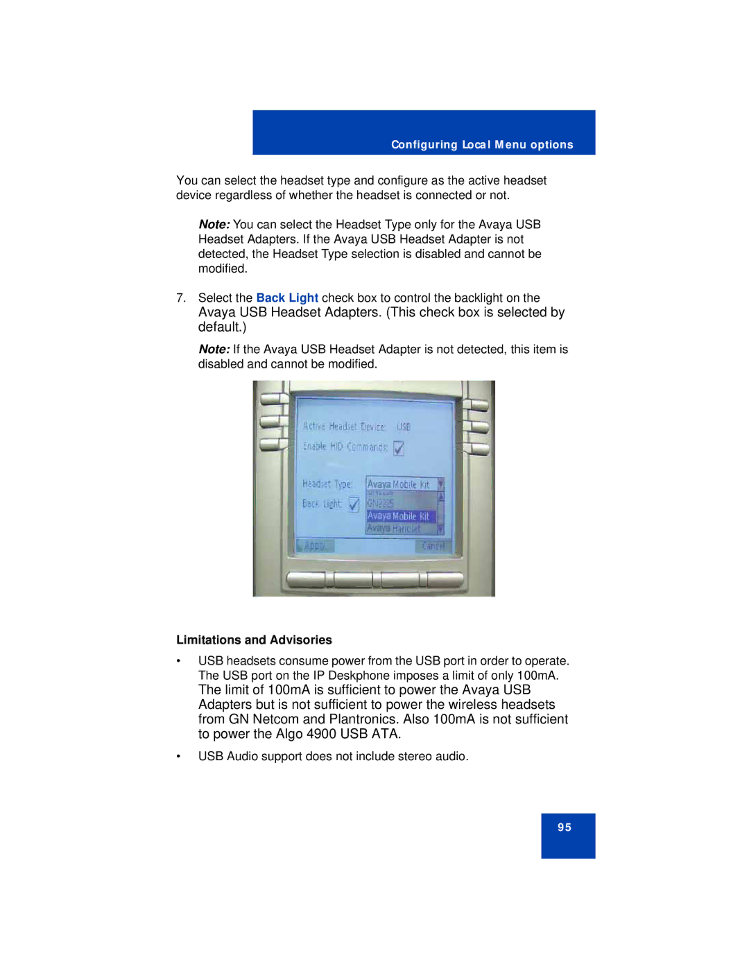 Avaya 1150E manual Limitations and Advisories 