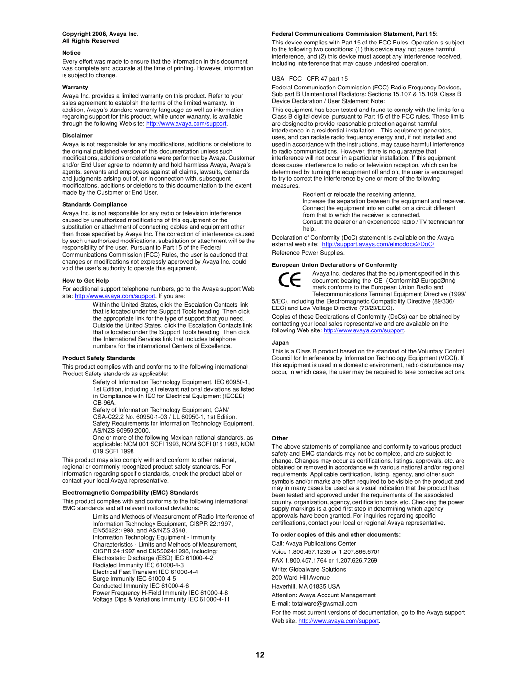 Avaya 1151C2, 1151C1 user service Copyright 2006, Avaya Inc All Rights Reserved 