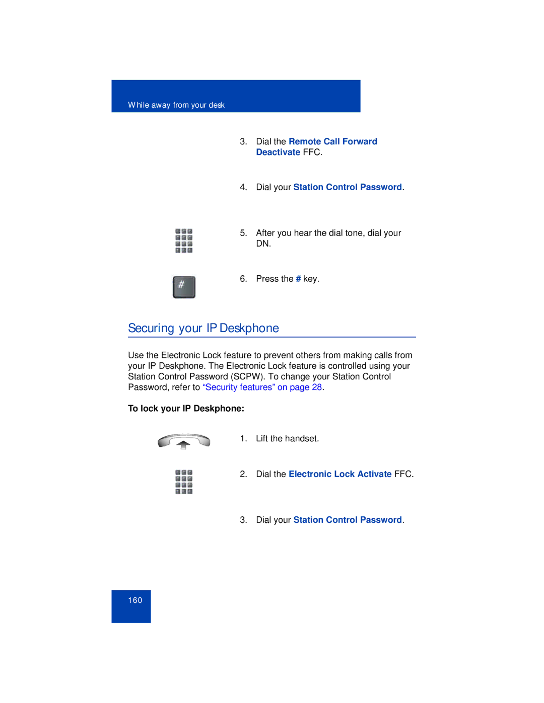 Avaya 1165E manual Securing your IP Deskphone, To lock your IP Deskphone 