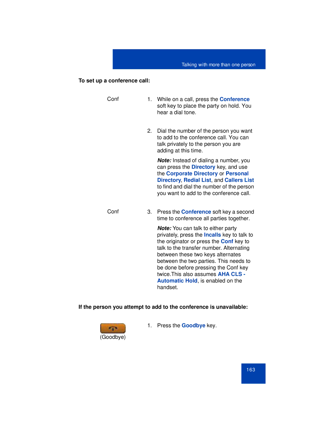 Avaya 1165E manual To set up a conference call, Corporate Directory or Personal, Directory , Redial List , and Callers List 