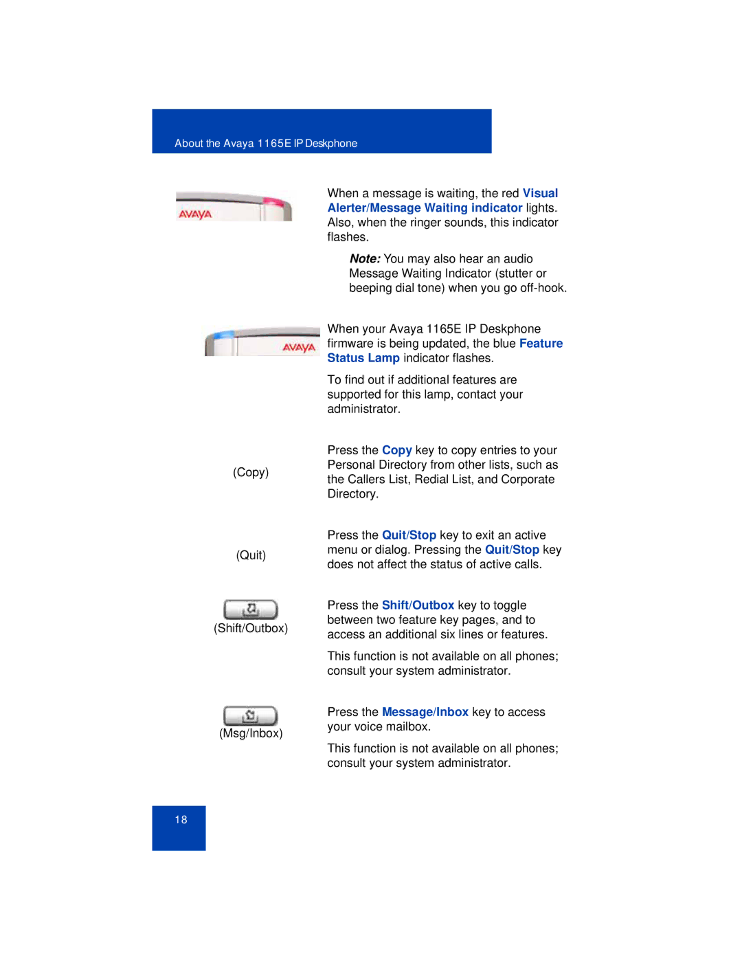 Avaya manual About the Avaya 1165E IP Deskphone 