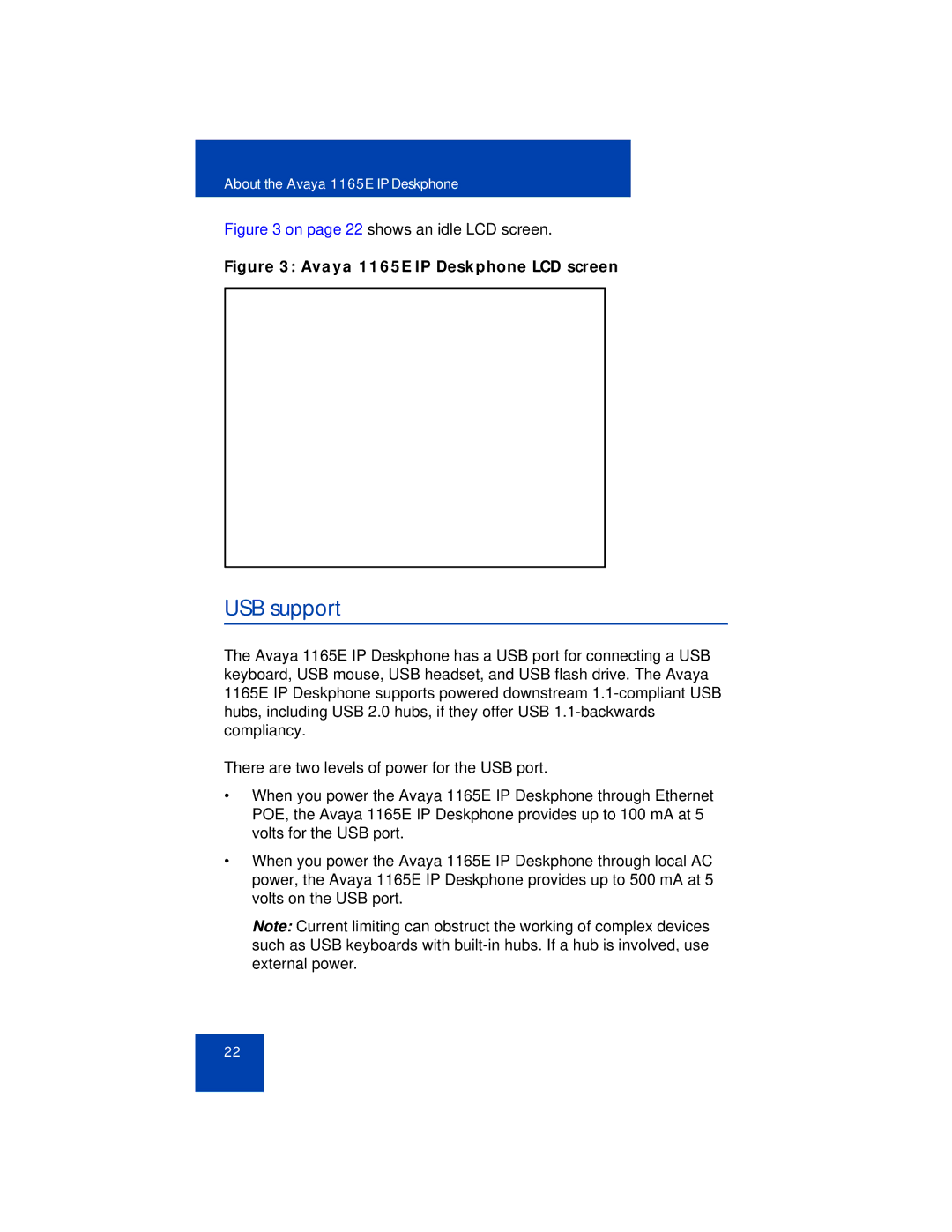 Avaya manual USB support, Avaya 1165E IP Deskphone LCD screen 