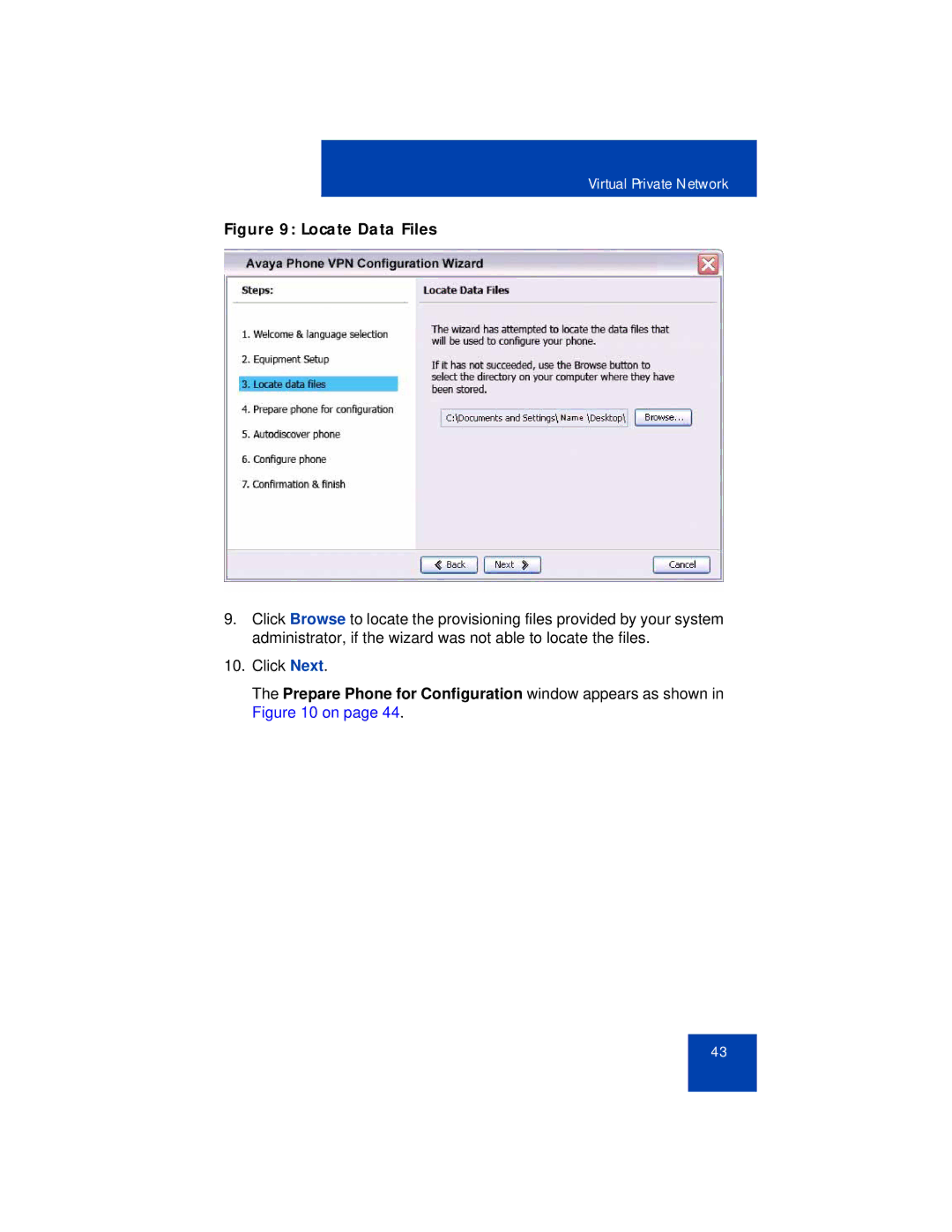 Avaya 1165E manual Locate Data Files 