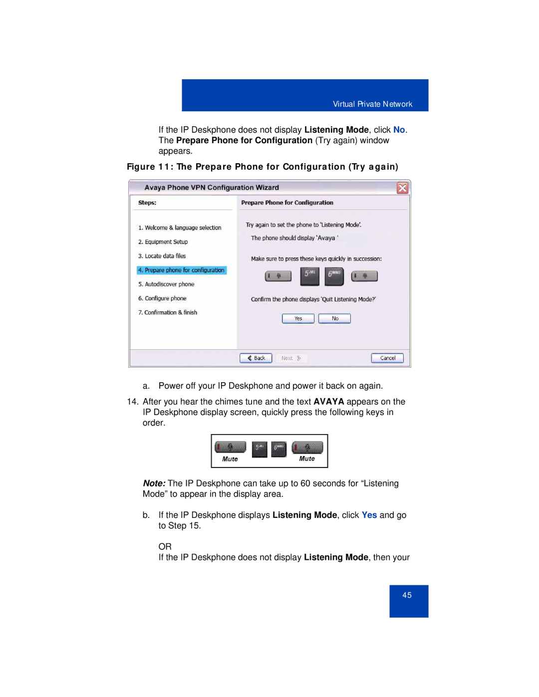 Avaya 1165E manual Prepare Phone for Configuration Try again 