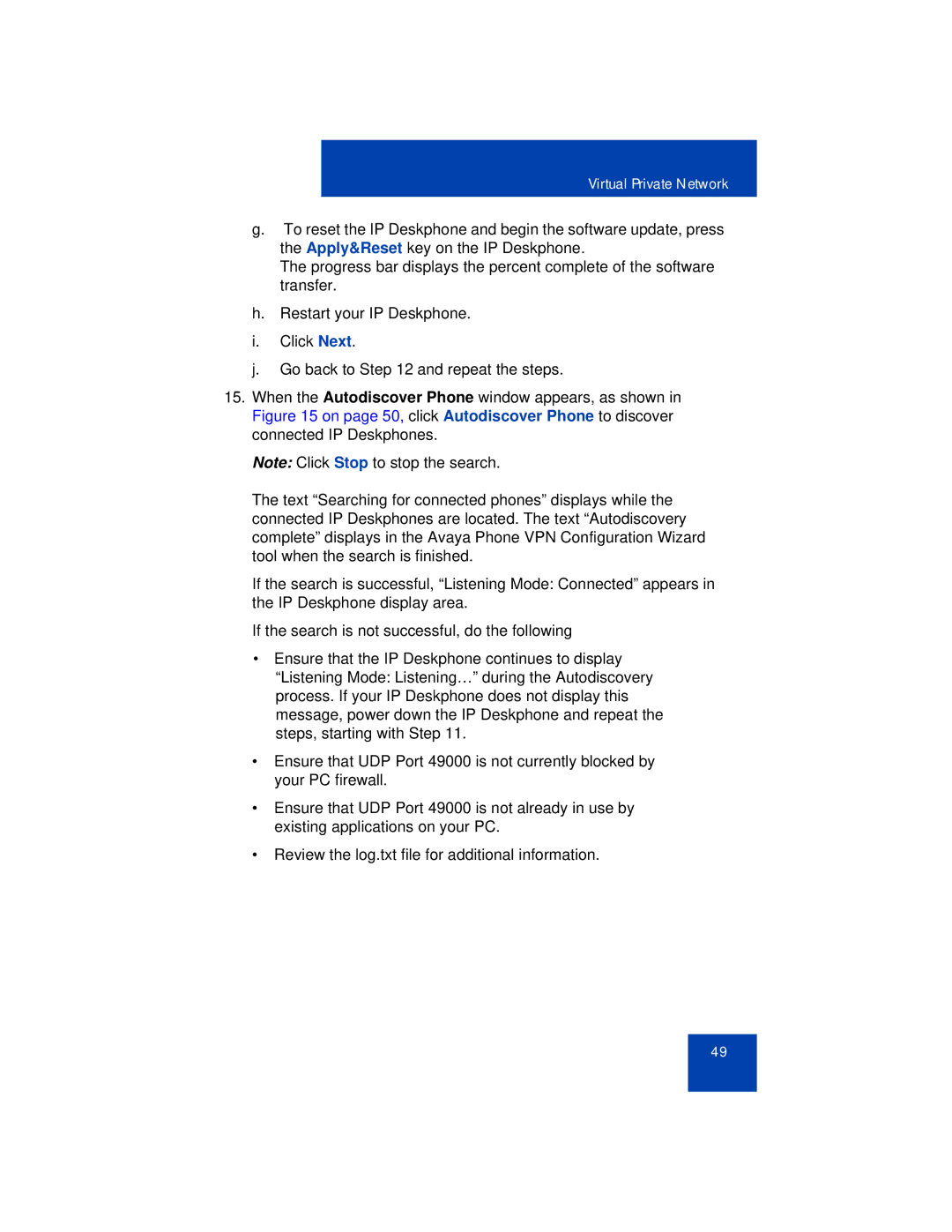 Avaya 1165E manual Virtual Private Network 