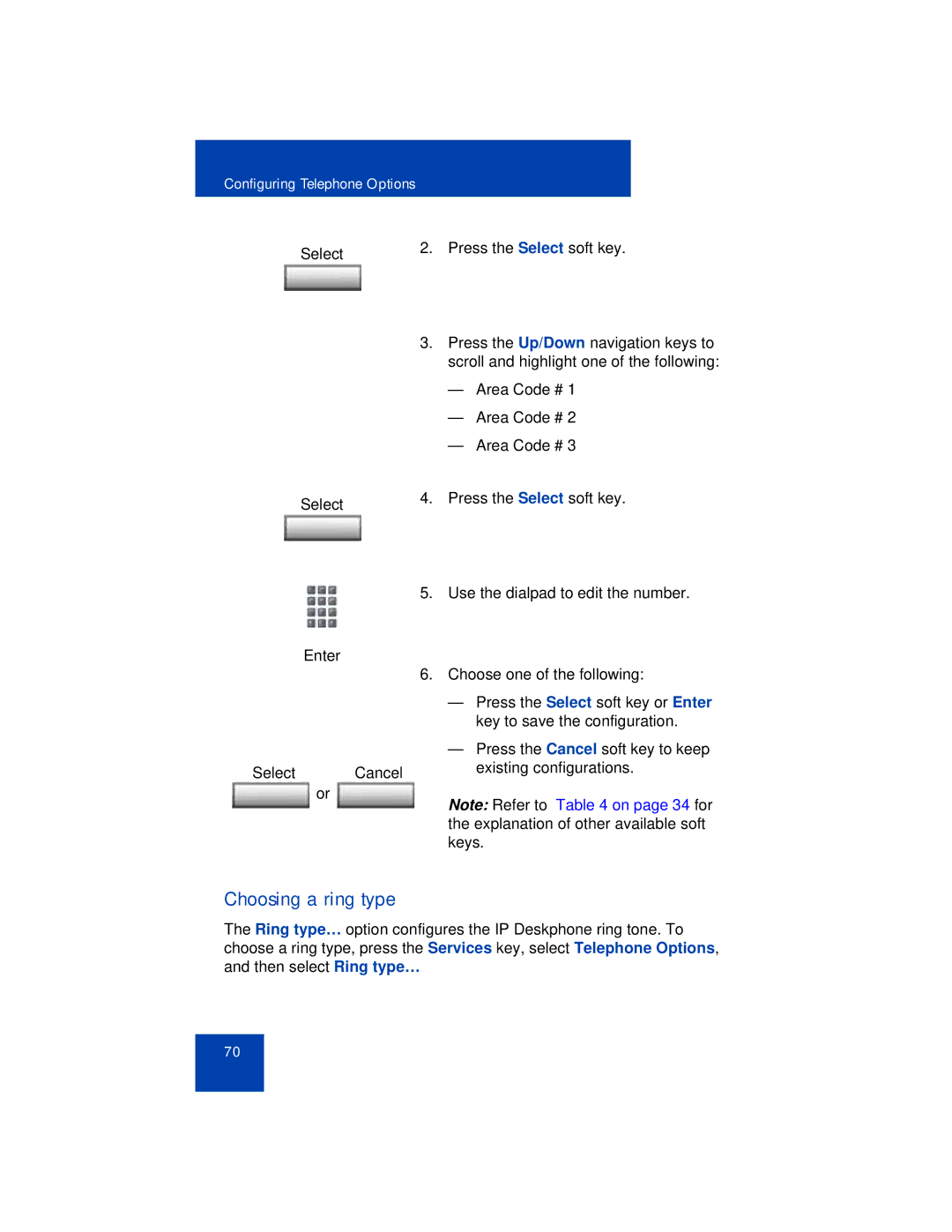 Avaya 1165E manual Choosing a ring type 