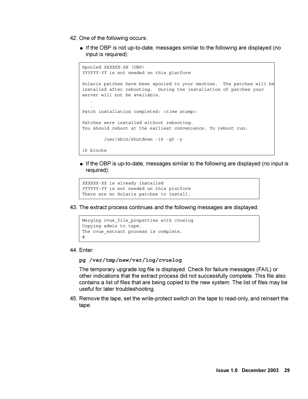 Avaya 12 manual Pg /var/tmp/new/var/log/cvuelog 