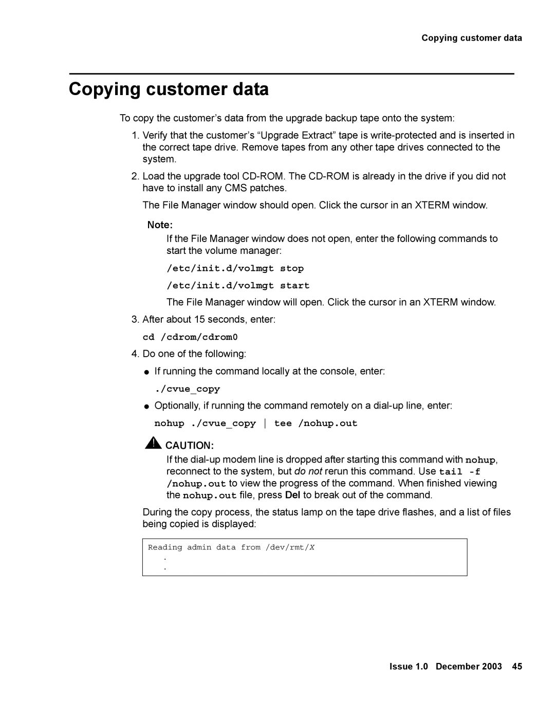 Avaya 12 manual Copying customer data, Cvuecopy 