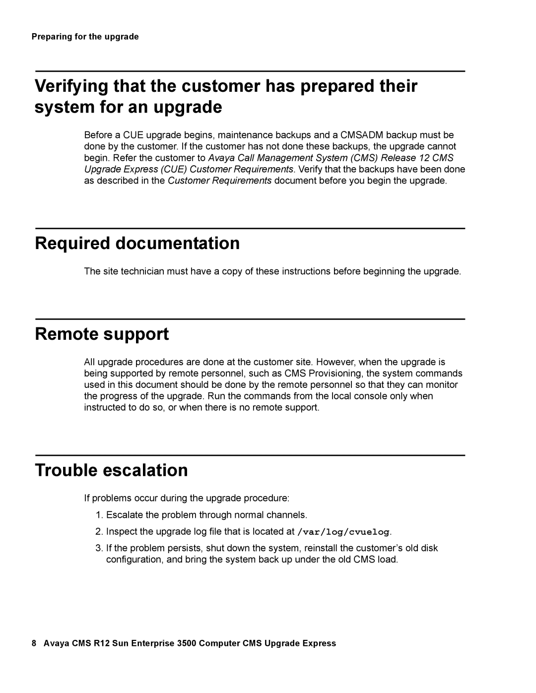 Avaya 12 manual Required documentation, Remote support, Trouble escalation 