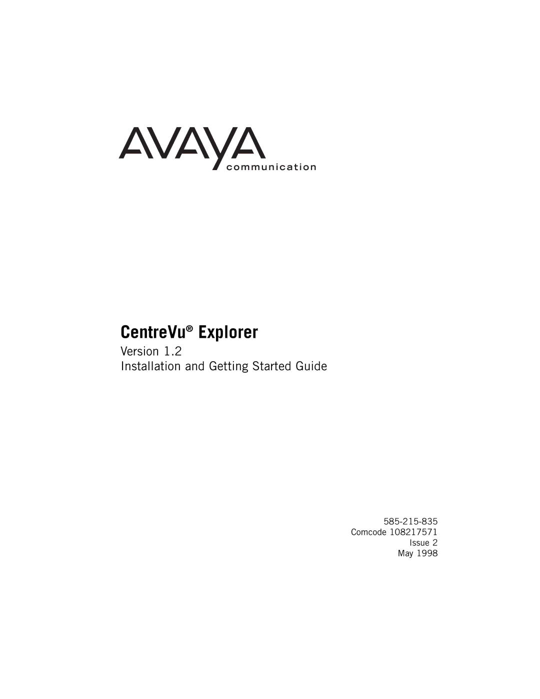 Avaya 1.2 manual CentreVu Explorer 