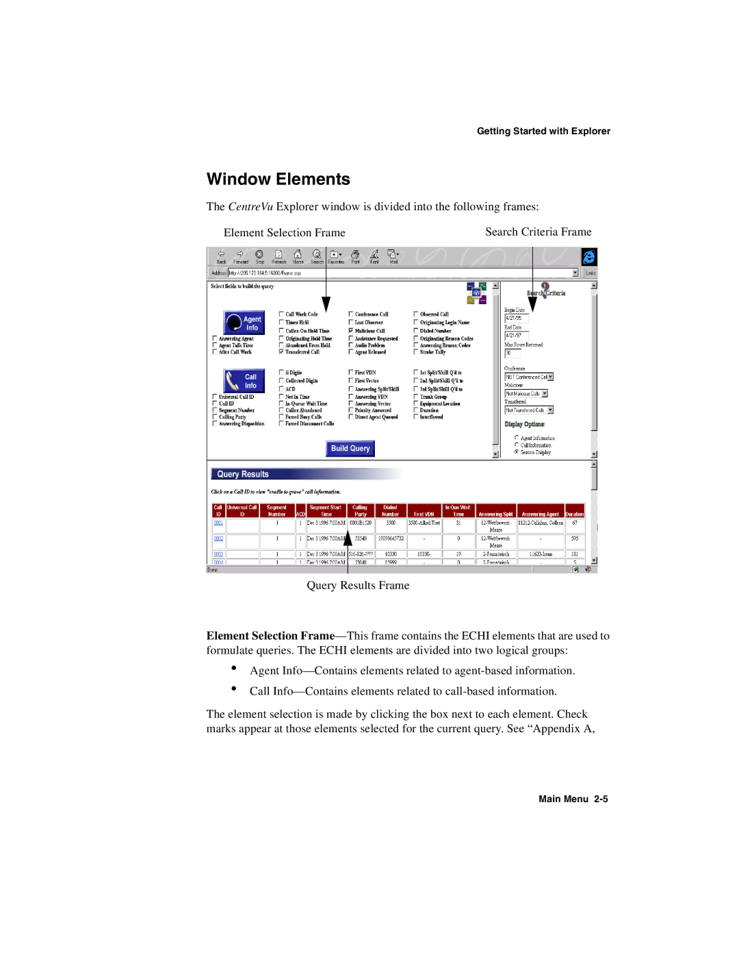 Avaya 1.2 manual Window Elements 