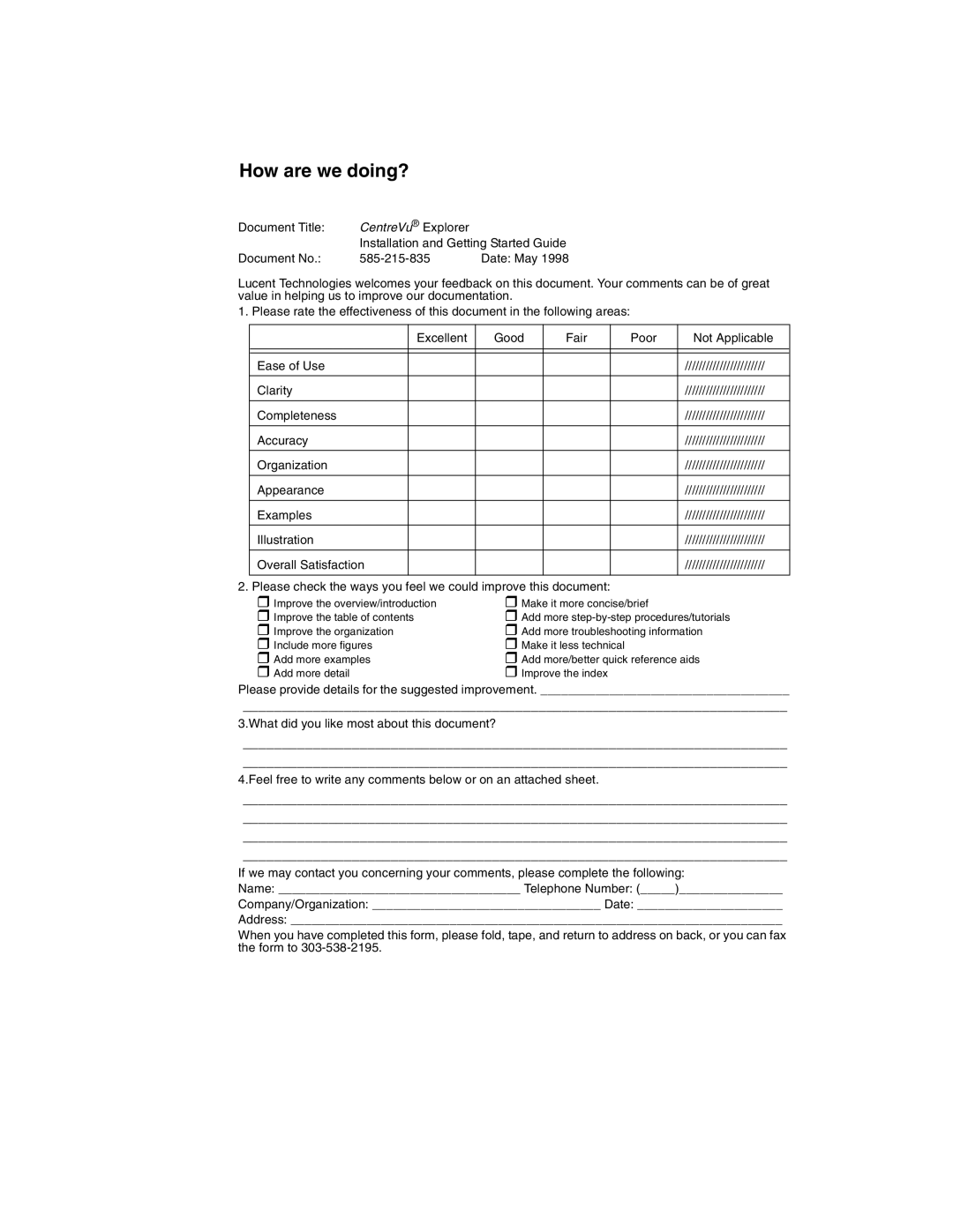 Avaya 1.2 manual How are we doing?, CentreVu Explorer 