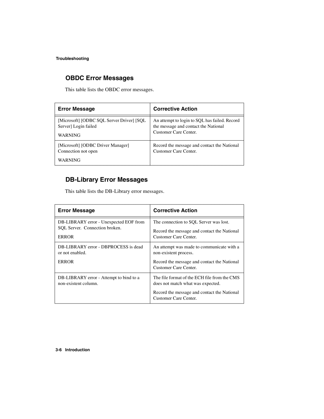 Avaya 1.2 manual Obdc Error Messages, DB-Library Error Messages 