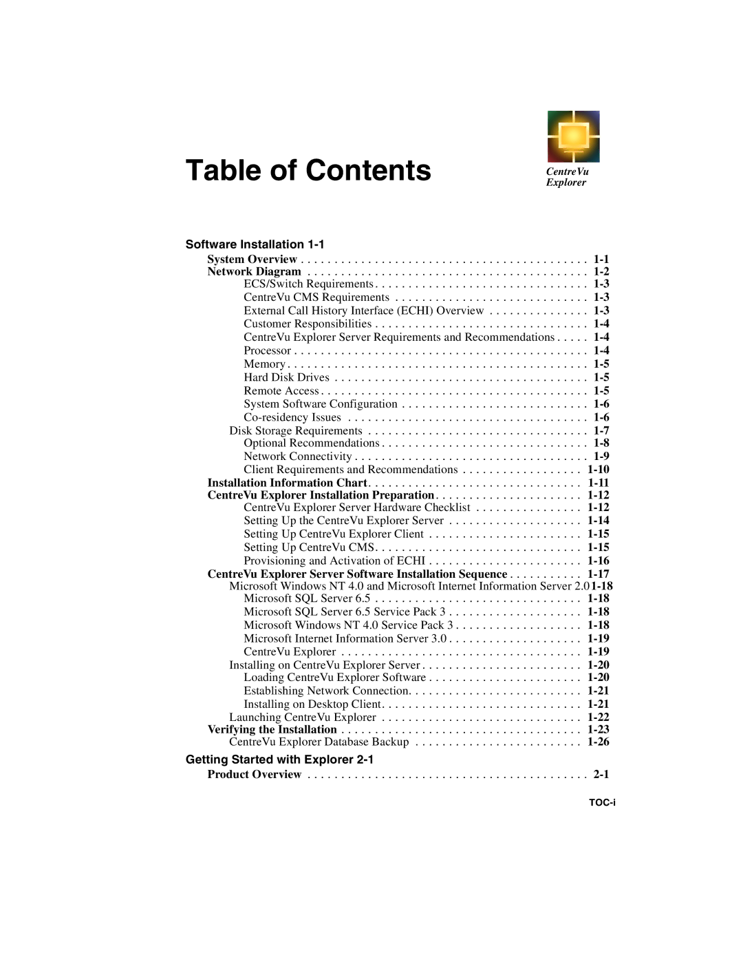 Avaya 1.2 manual Table of Contents 