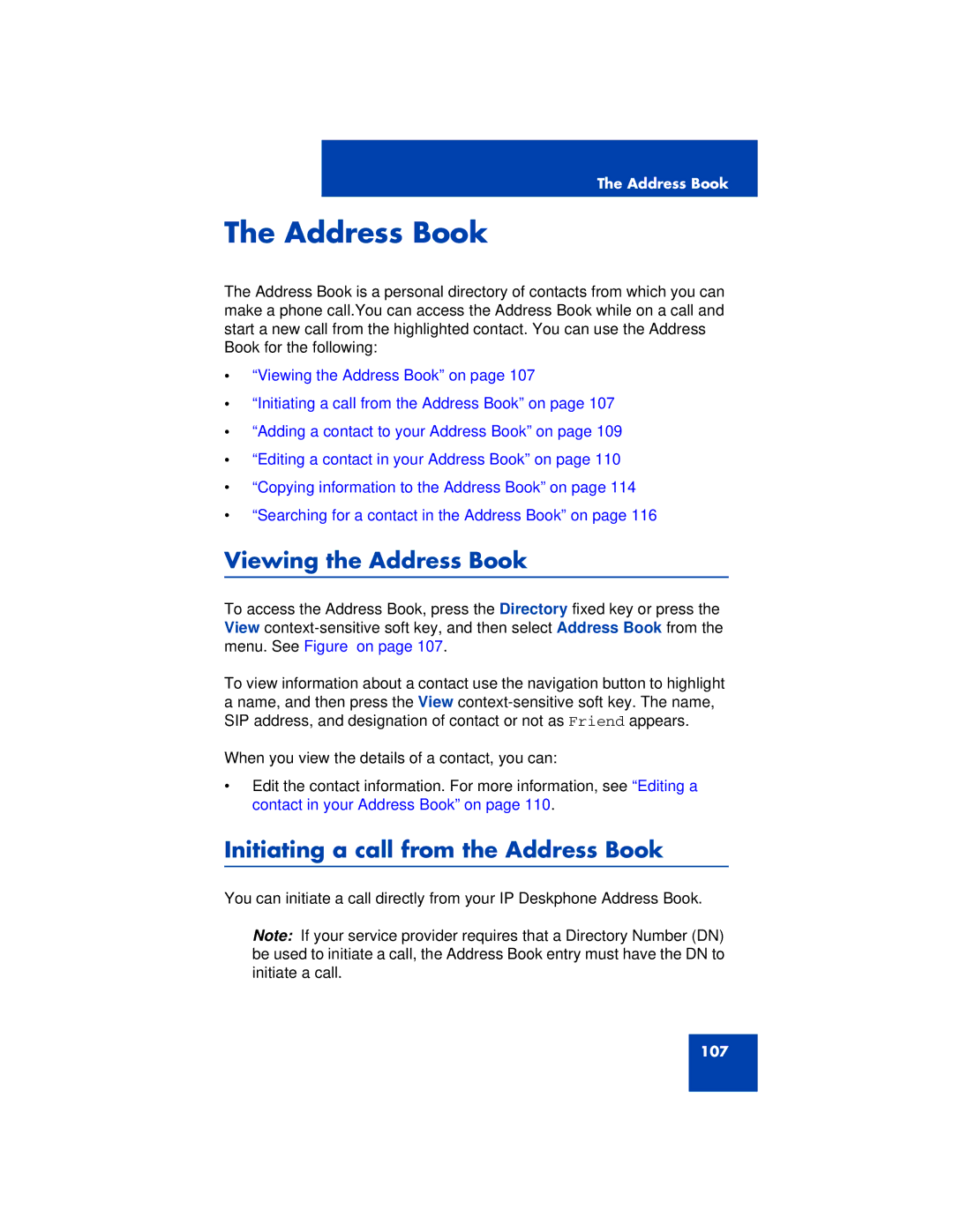 Avaya 1200 manual Viewing the Address Book, Initiating a call from the Address Book 