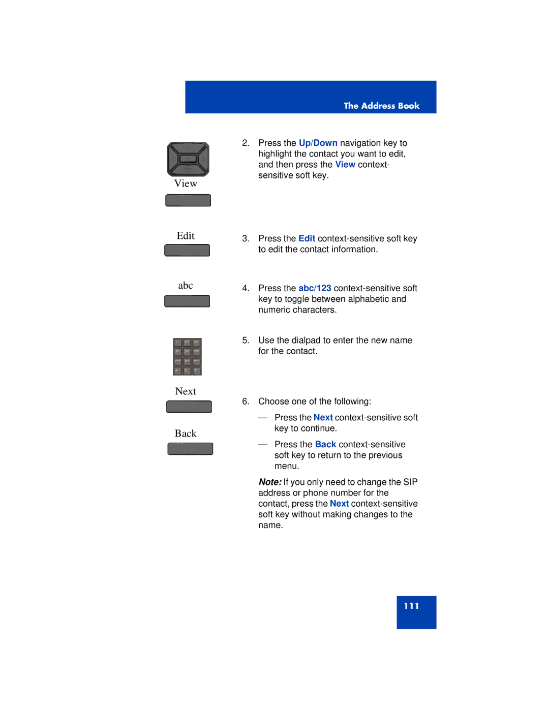 Avaya 1200 manual View Edit Abc Next Back 