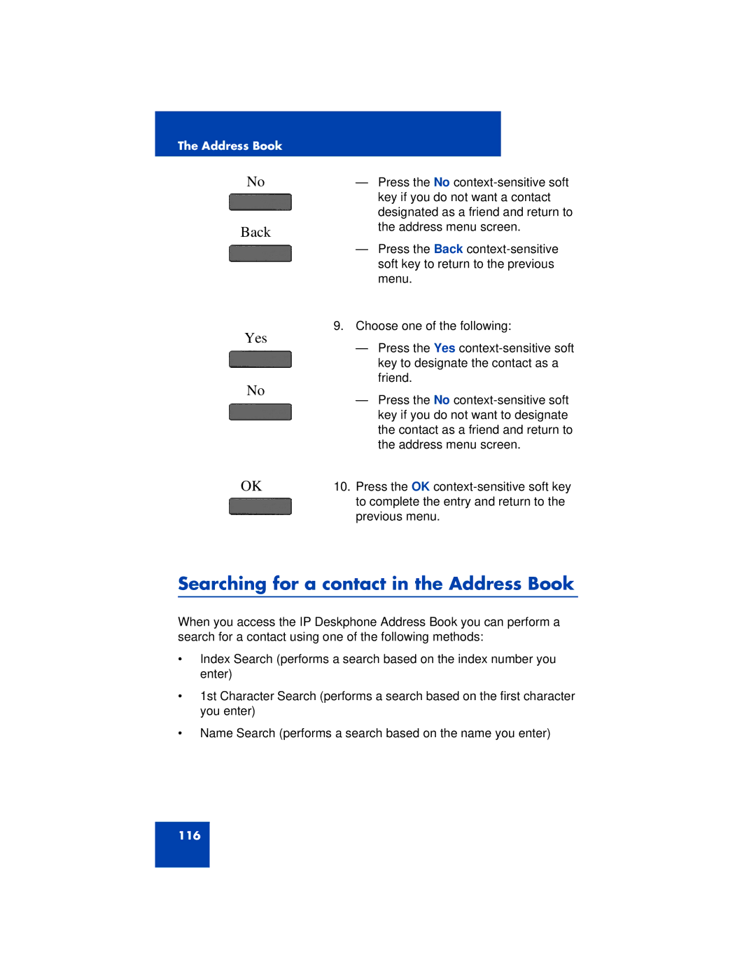 Avaya 1200 manual Searching for a contact in the Address Book 