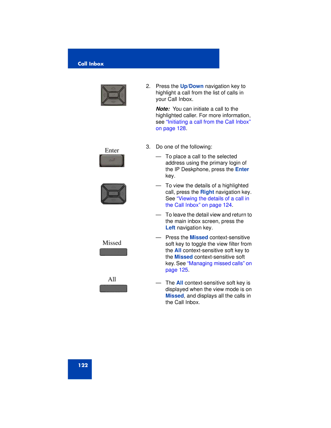 Avaya 1200 manual Enter Missed, All 