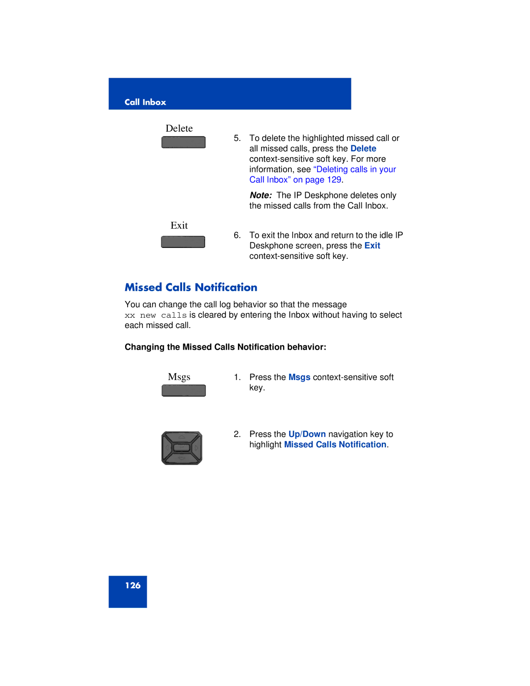 Avaya 1200 manual Changing the Missed Calls Notification behavior 