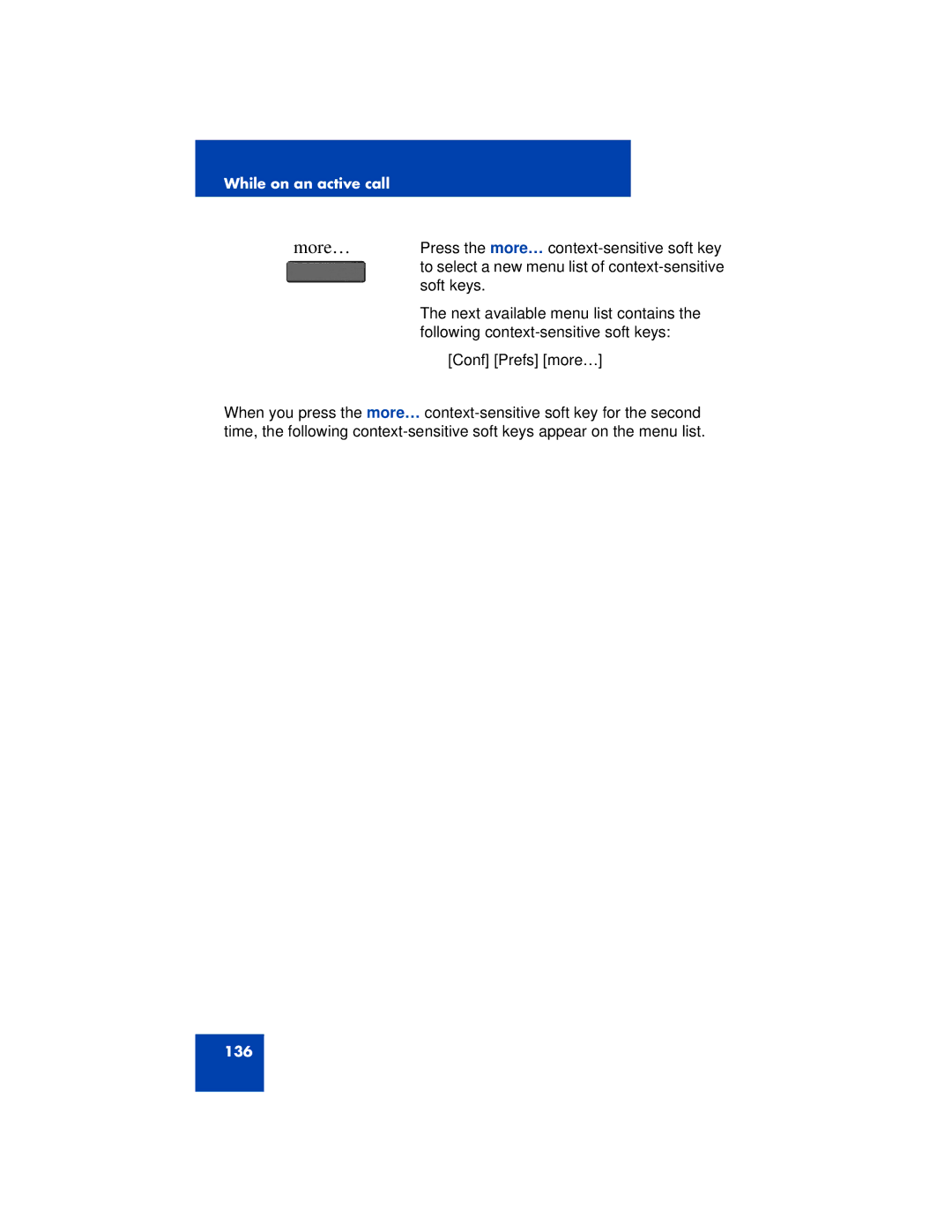 Avaya 1200 manual Next available menu list contains 