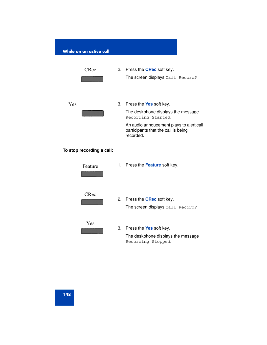 Avaya 1200 manual CRec, To stop recording a call 