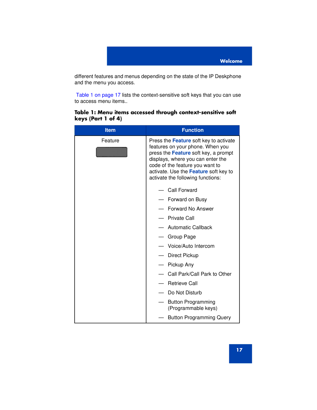 Avaya 1200 manual Function 