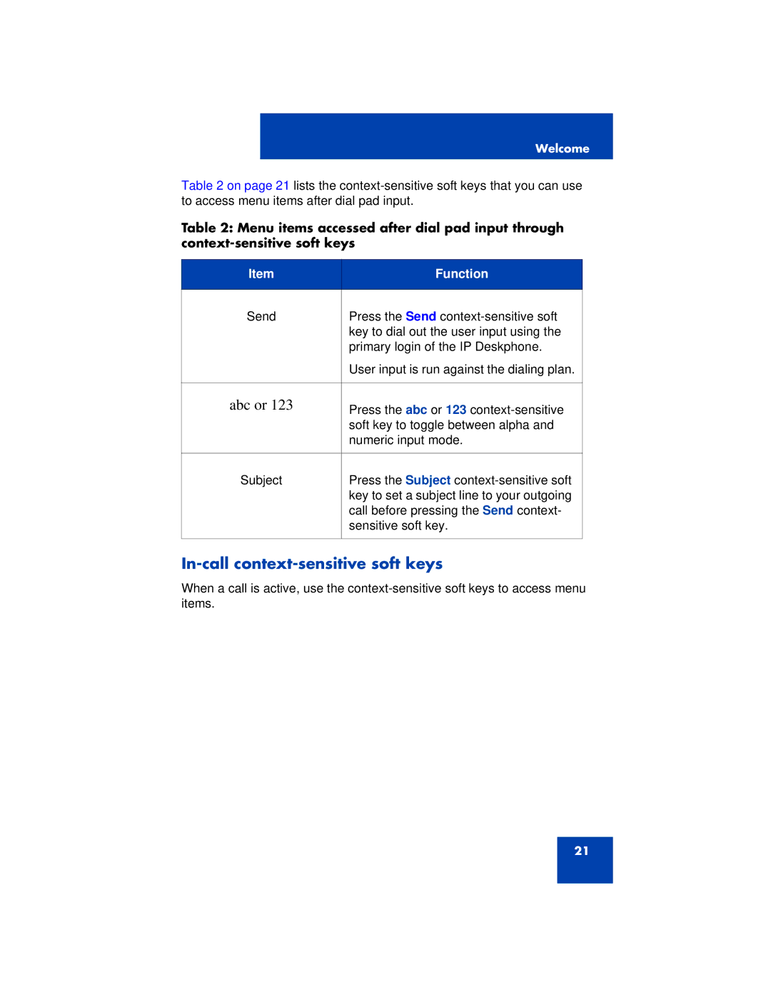 Avaya 1200 manual In-call context-sensitive soft keys 