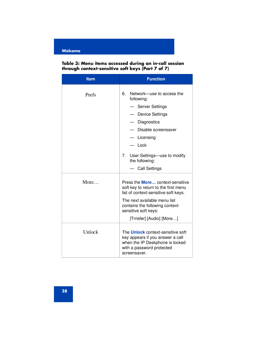 Avaya 1200 manual More…, Unlock 