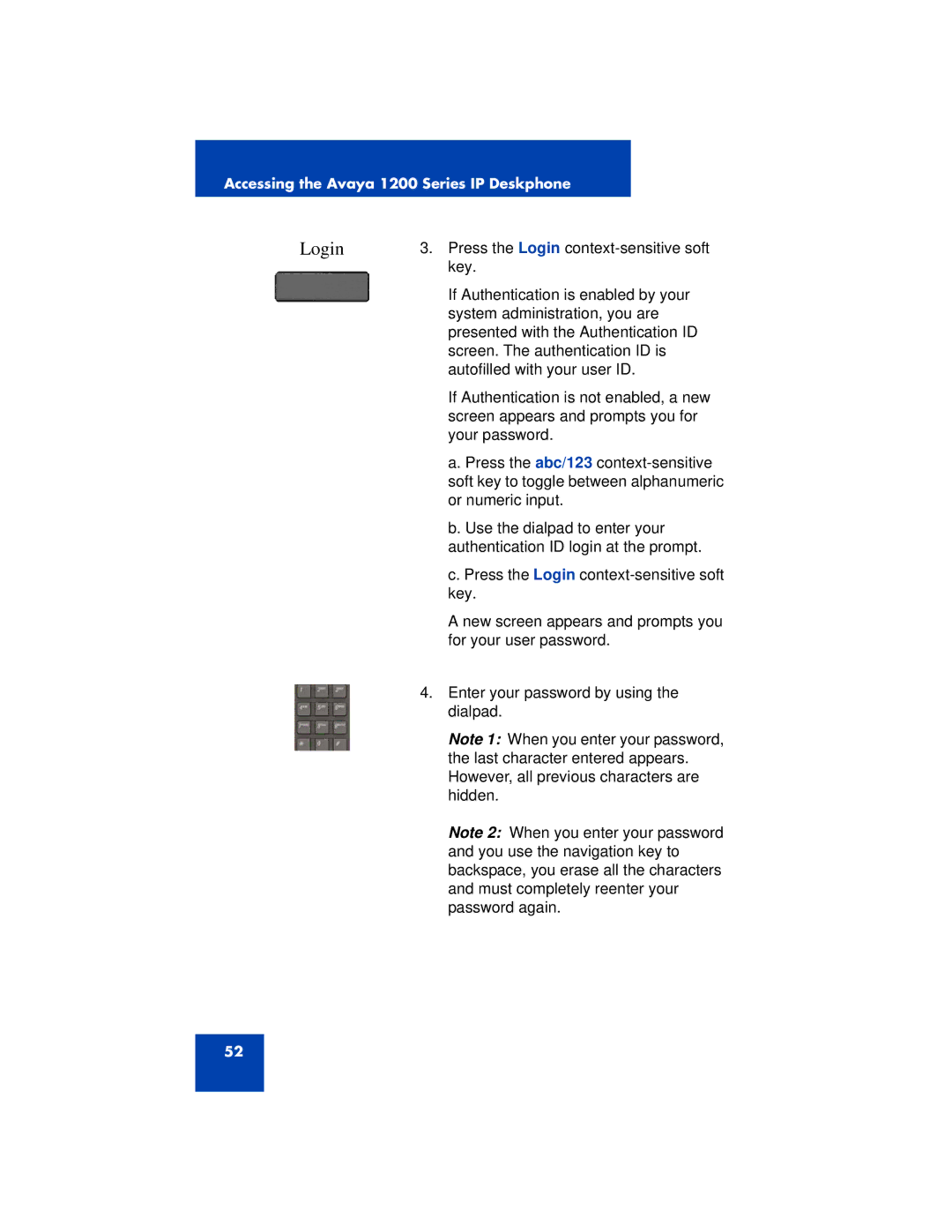 Avaya 1200 manual Login 