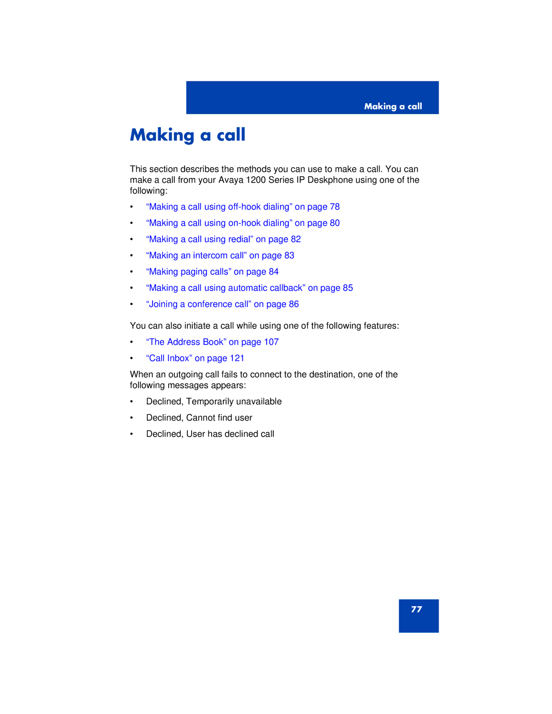 Avaya 1200 manual Making a call, Address Book on Call Inbox on 