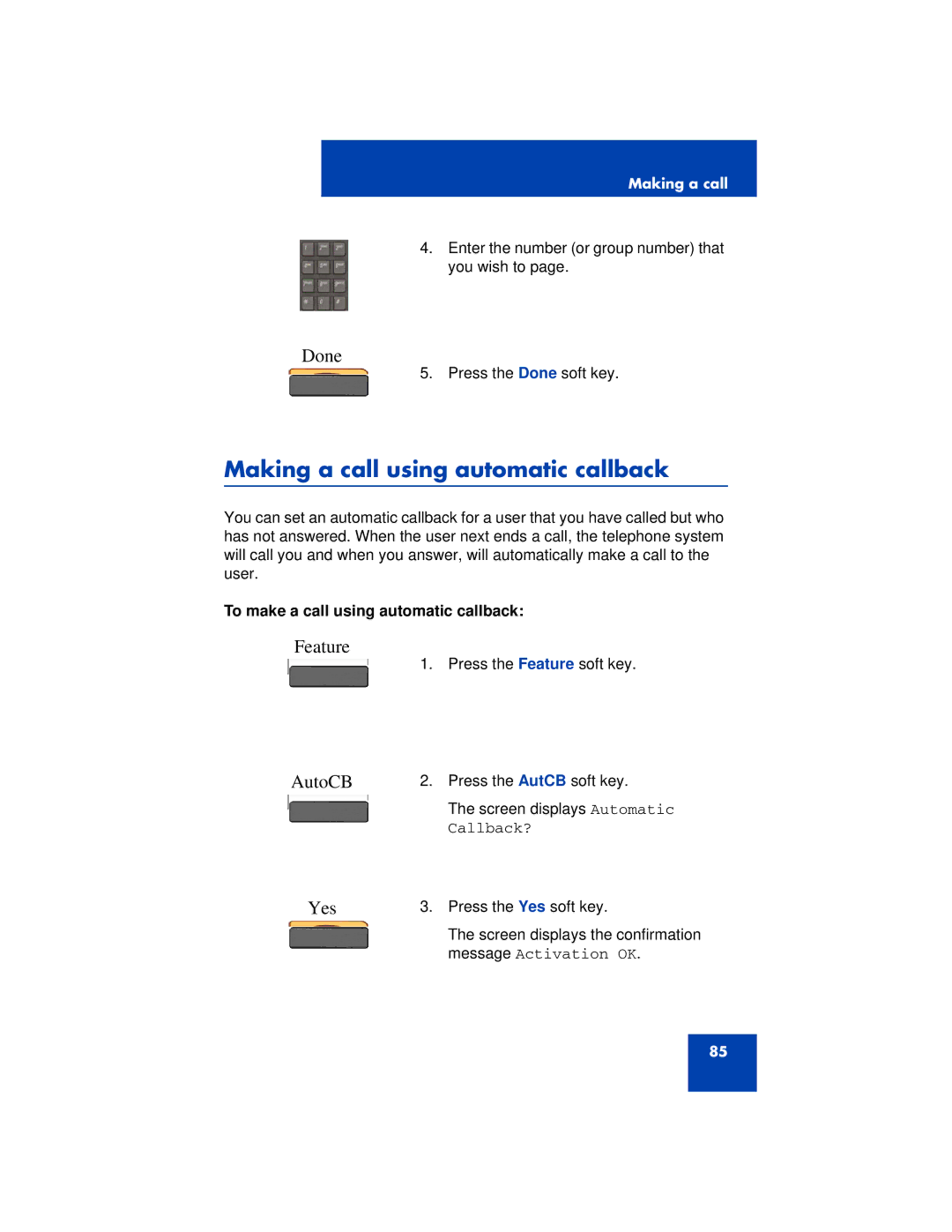 Avaya 1200 manual Making a call using automatic callback, AutoCB, To make a call using automatic callback 