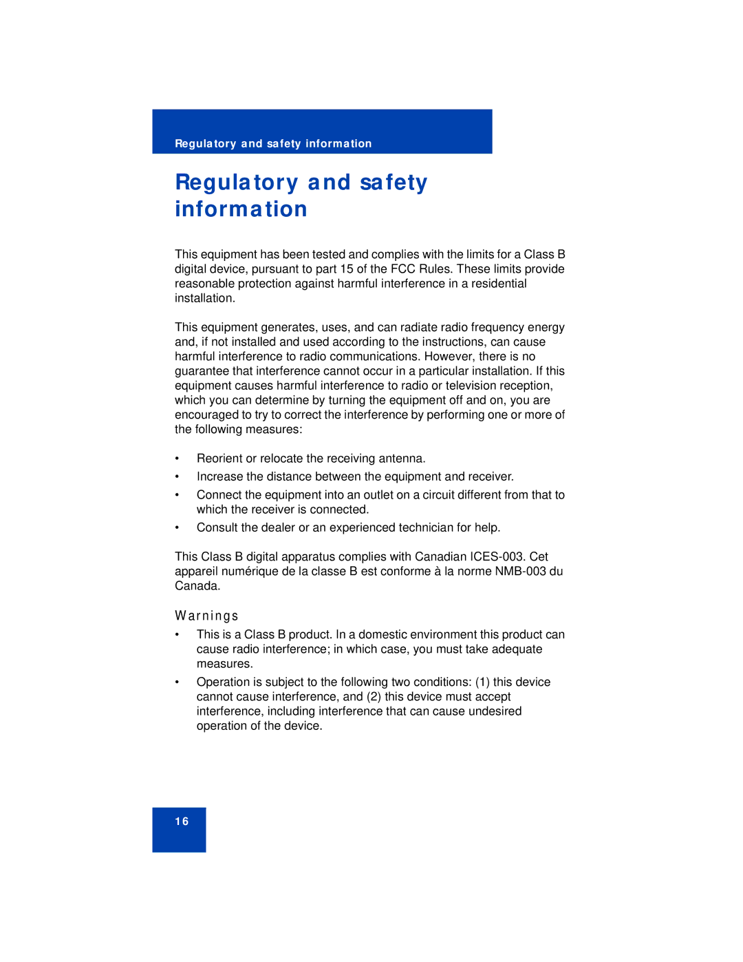 Avaya 1210 manual Regulatory and safety information 