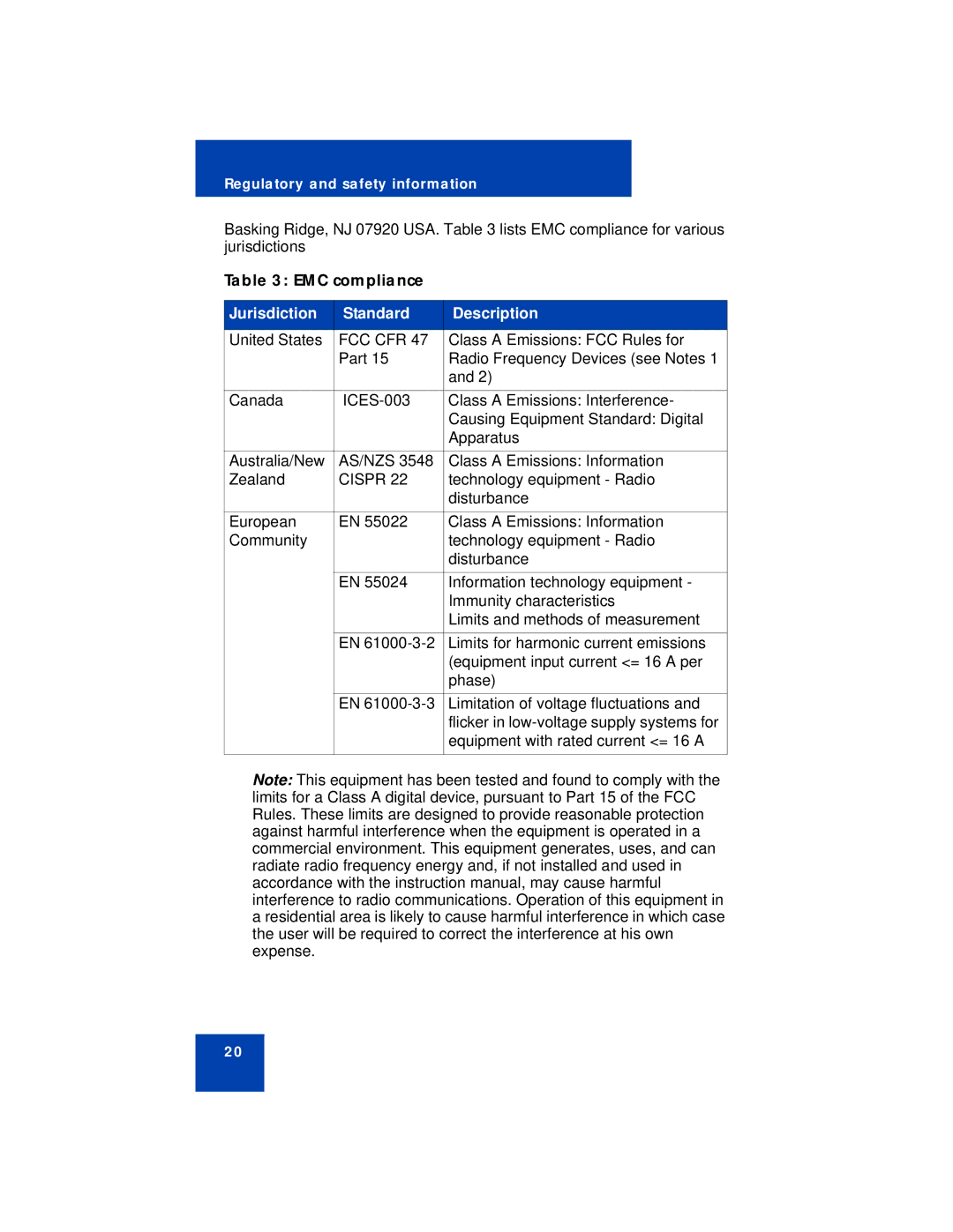 Avaya 1210 manual EMC compliance 