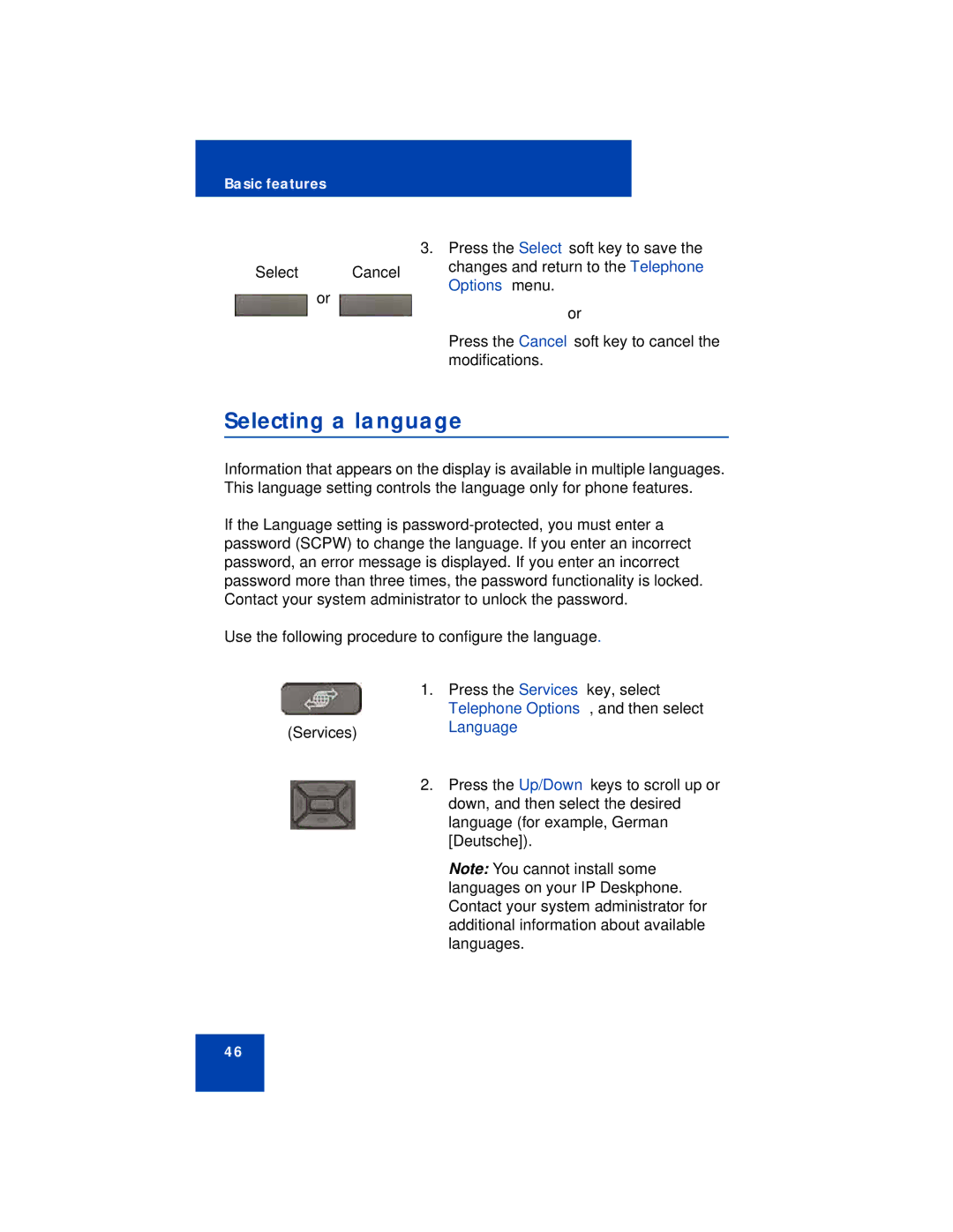 Avaya 1210 manual Selecting a language 