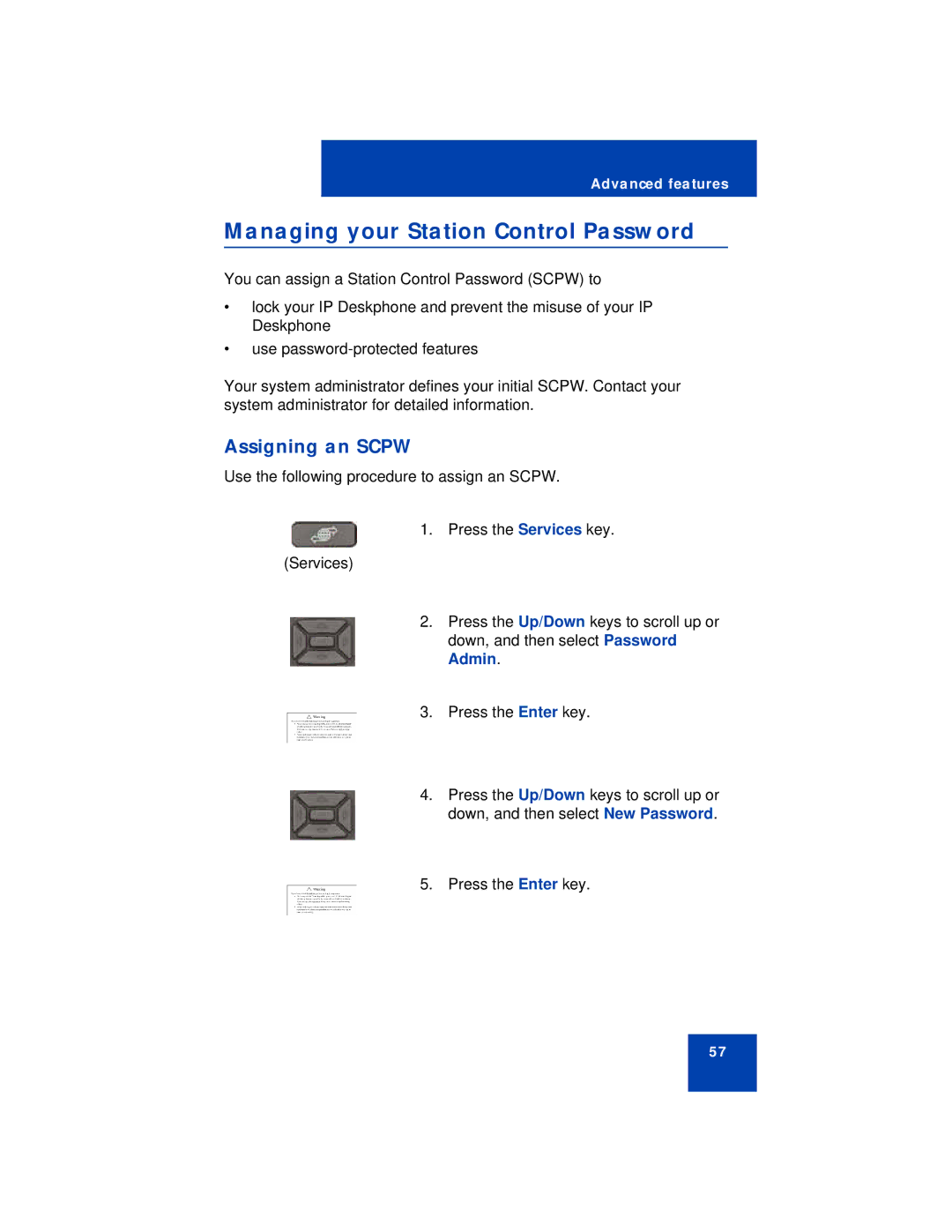 Avaya 1210 manual Managing your Station Control Password, Assigning an Scpw 