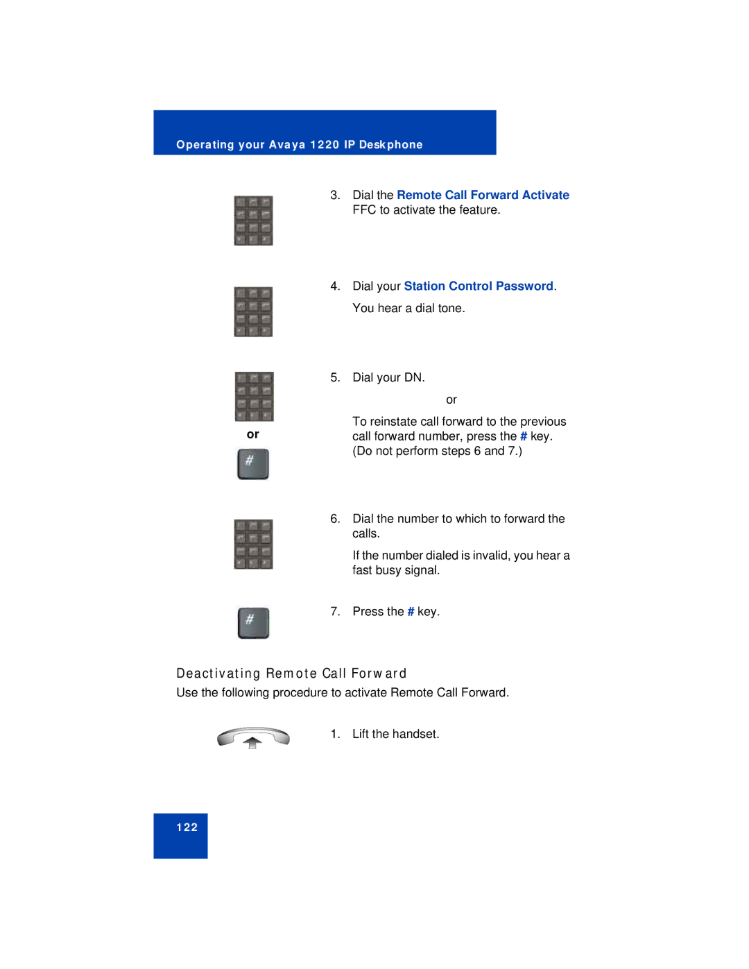 Avaya 1220 manual Deactivating Remote Call Forward 