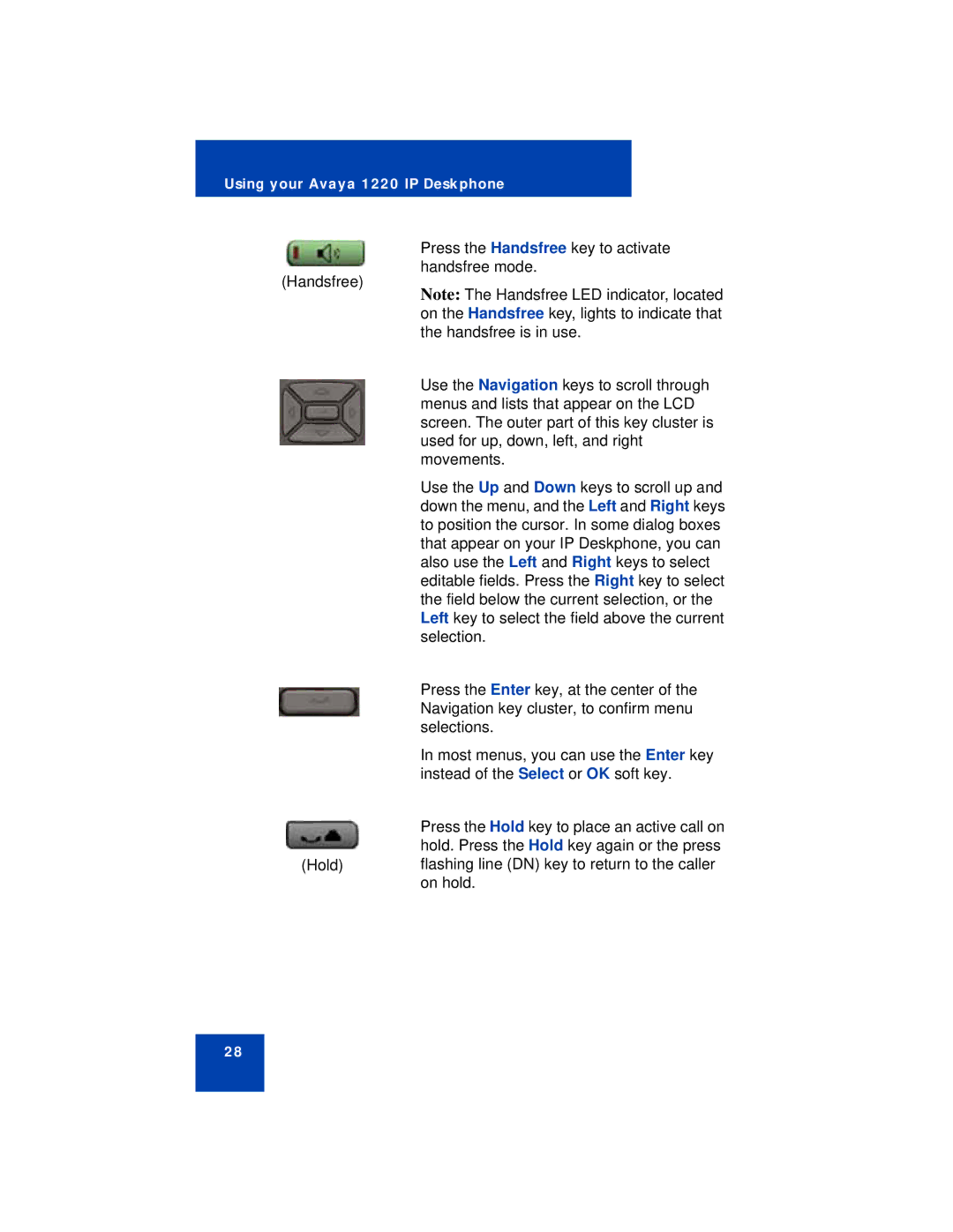 Avaya manual Using your Avaya 1220 IP Deskphone 