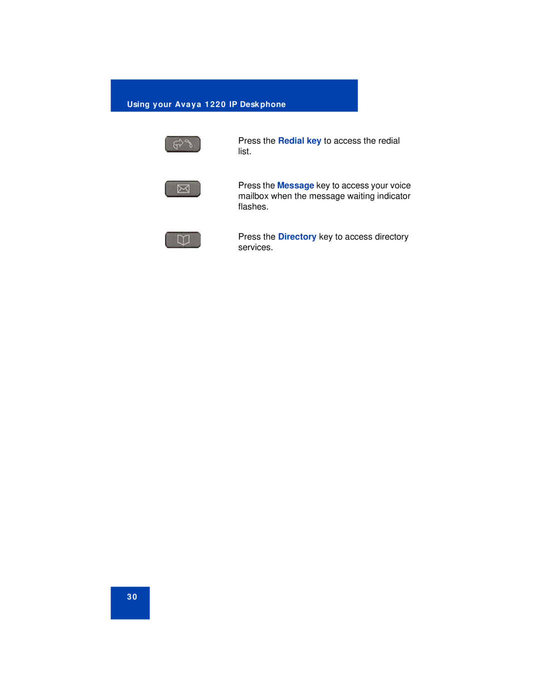 Avaya manual Using your Avaya 1220 IP Deskphone 