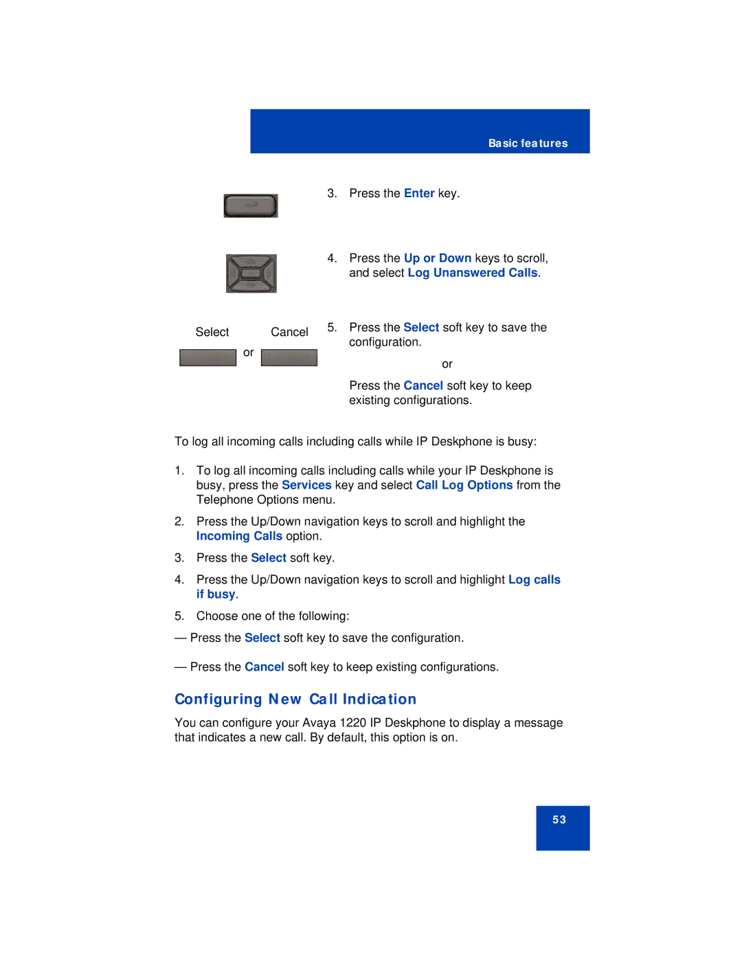 Avaya 1220 manual Configuring New Call Indication 