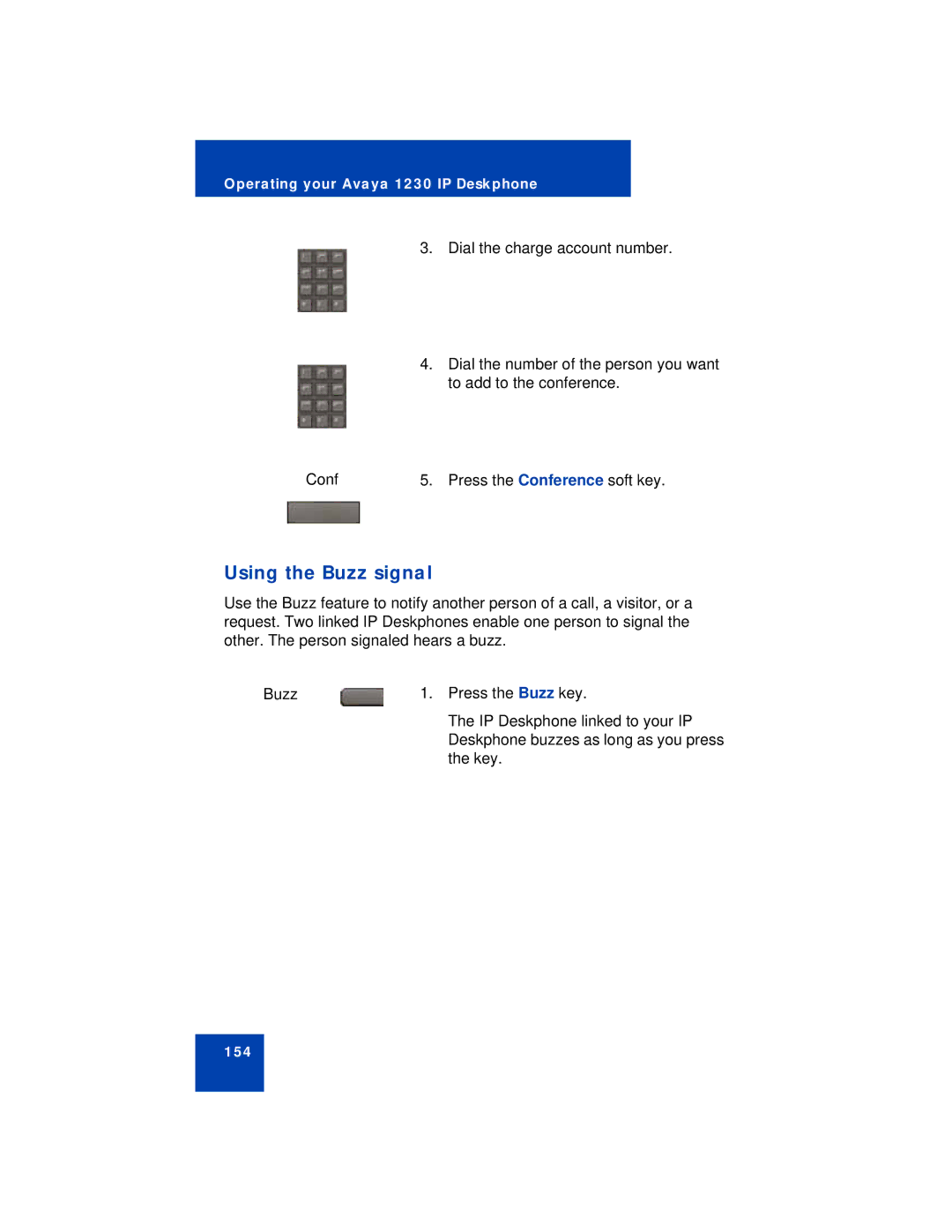 Avaya 1230 manual Using the Buzz signal 